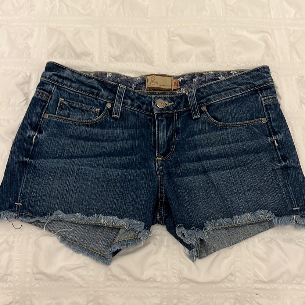 Paige blue jean shorts